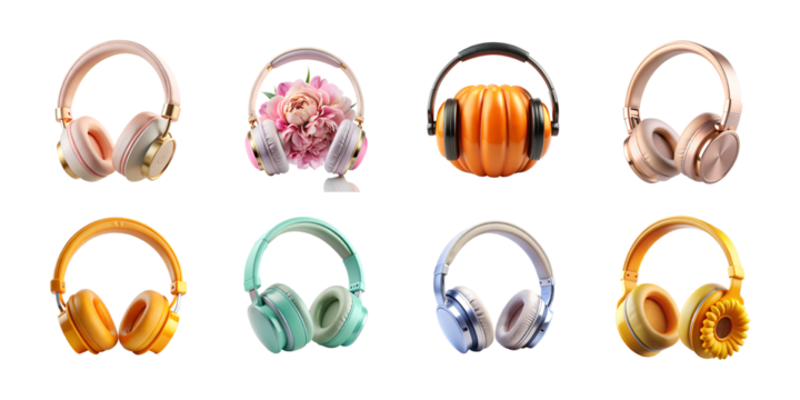 Collection of four icons depicting a camera with graphs, film editing, and a virus isolated on transparent background