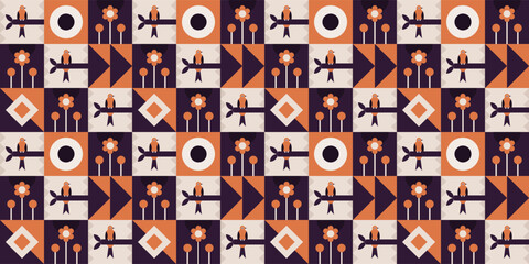 Geometric Birds and Floral Squares
