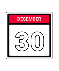 calendar icon December month date 30