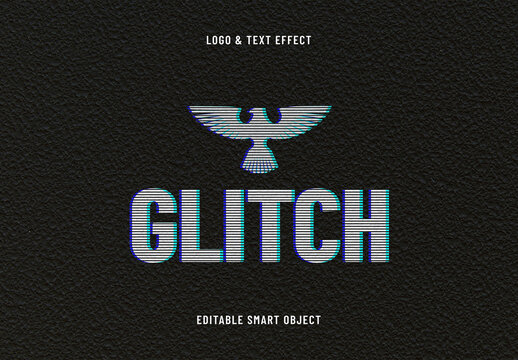 Glitch Halftone Logo Mockup with Text Effect