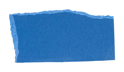 Rectangle blue torn paper element with rough jagged edges, isolated