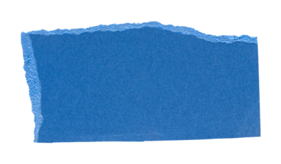 Rectangle blue torn paper element with rough jagged edges, isolated