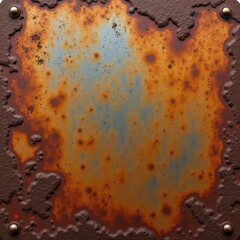 Background, texture. Rusty old metal with nails. AI generative.