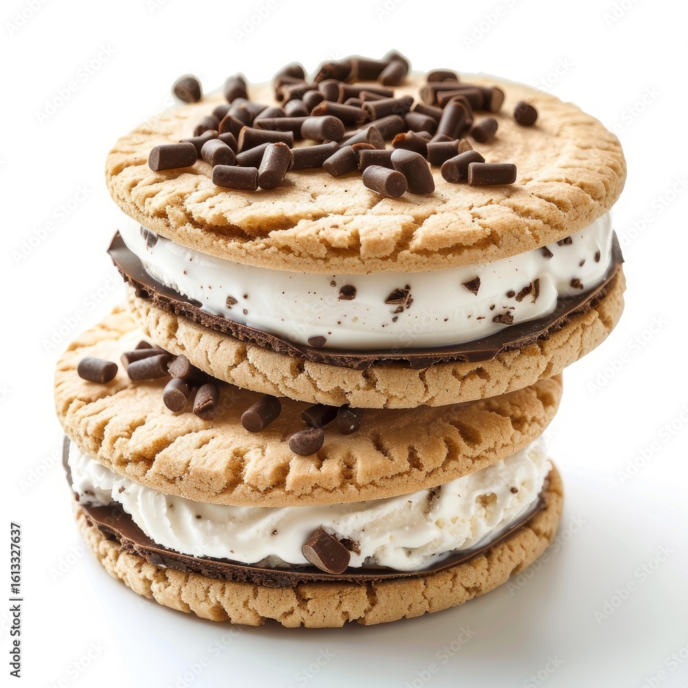 Aufkleber ice cream sandwiches stacked and topped with chocolate sprinkles, creating a sweet and tempting trea