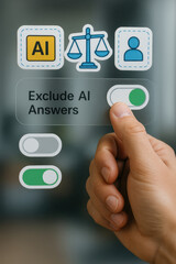 Excluding AI answers empowers user control and decision-making through toggling switches on sleek digital dashboard interfaces