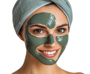 Self-care facial mask treatment home spa beauty routine calm isolated on transparent background, png