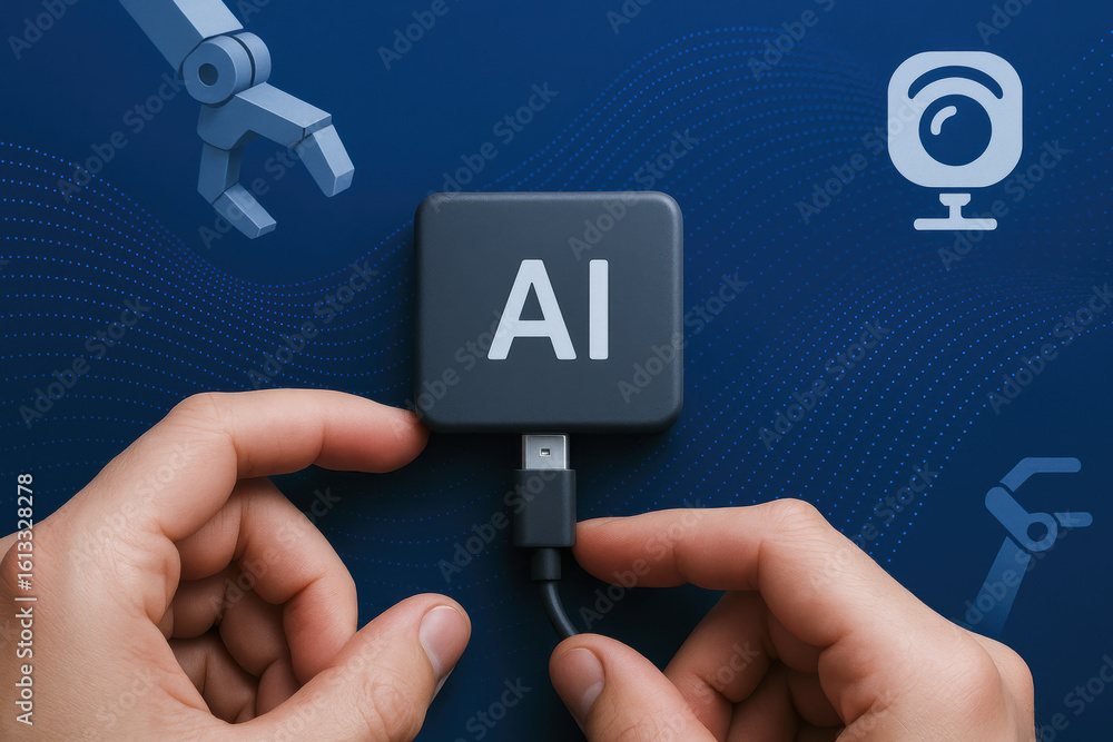 Poster ai technology and connection interface inspire innovation and future network harmony with artificial
