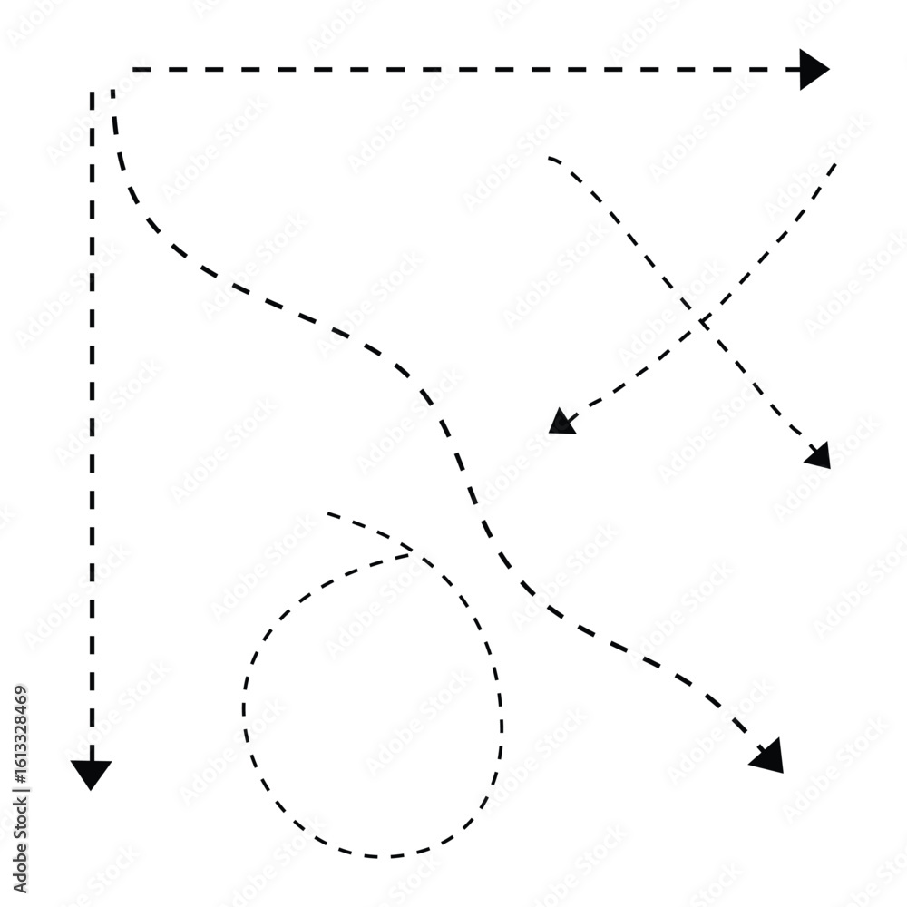 Poster dotted arrow path collection vector illustration directional guidance navigation route planning traj