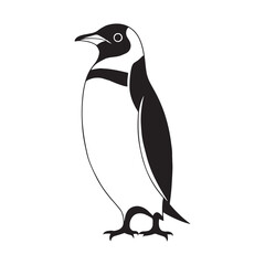Simple black and white penguin illustration.