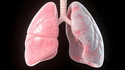 Healthy and Diseased Lungs - Medical Illustration of Pulmonary Conditions