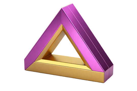 Impossible triangle optical illusion geometric shape on black background