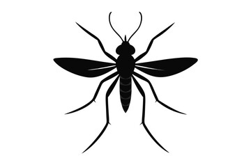 Black silhouette of a mosquito on a white background