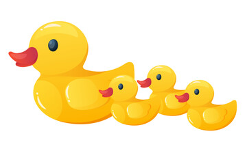 Vector cartoon image of rubber ducks for bath. Concept of entertainment for children and not only. Element for your design