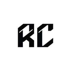 Fototapeta premium RC monogram logo design letter text name symbol monochrome logotype alphabet character simple logo