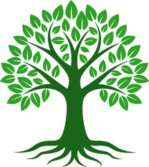 vector tree with green leaves