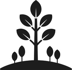 Black silhouette of a potted tree potted plant