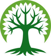 vector tree with green leaves