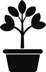 Black silhouette of a potted tree potted plant