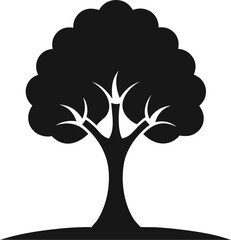Decorative Black Tree with Roots and Leaves Isolated