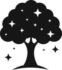 vector tree with star silhouette