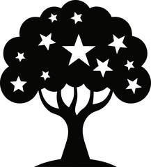vector tree with star silhouette
