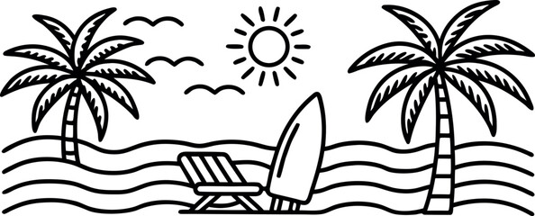 Vector Illustration Beach Scene Summer Vacation