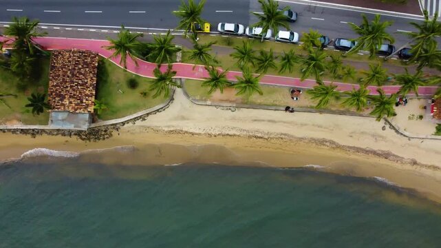 Pereque beach in Ilhabela, Brazil, Following the promenade, taken with my drone.