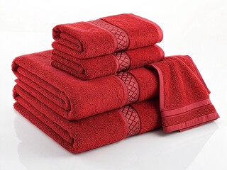 Red towels on a white background
