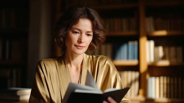 Scholar annotating digital amendment in library with tablet and shelves