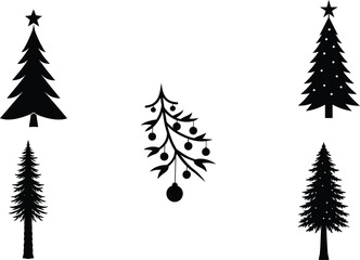 Obraz premium Christmas Tree silhouette vector illustration black silhouette here white color is the transparent, background color