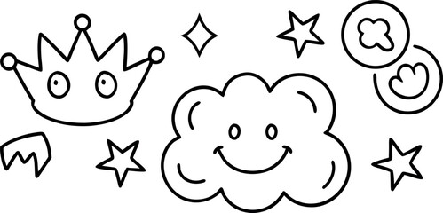 Doodle Art Elements Set Hand Drawn