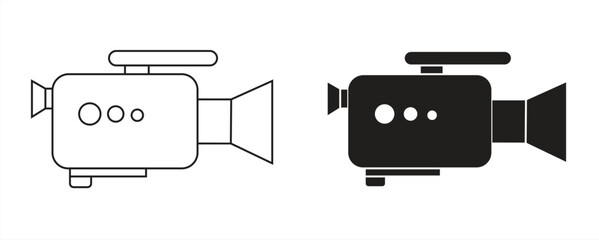 Video camera icon, flat design style, vector illustration.

