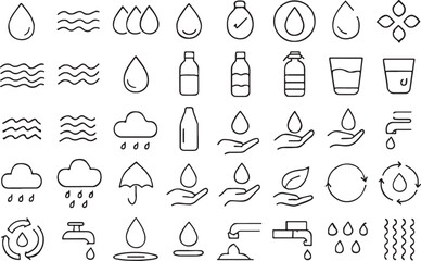 Obraz premium Water drop wave and rain icons cloud