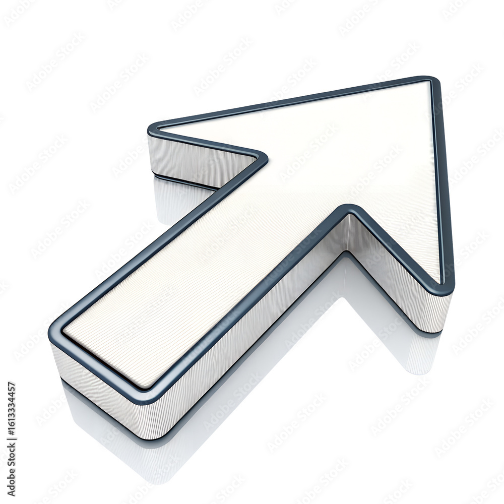 Poster a 3d arrow pointing upwards and to the right, isolated on white isolated on transparent background