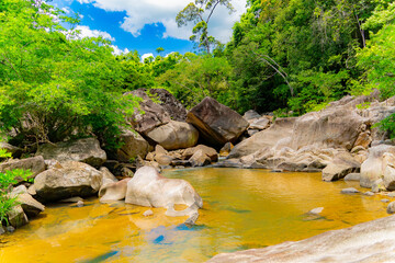 Mountain river.

Mountain lakes and rivers of the Baho Falls near Nha Trang in Vietnam. During the rainy season, this place turns into a deep river with large waterfalls. 
