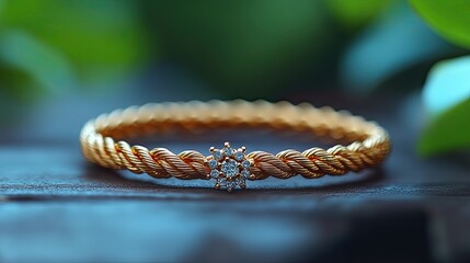 Elegant gold braided bracelet with a sparkling diamond flower centerpiece highlighting craftsmanship