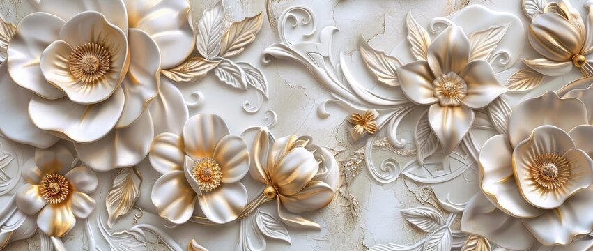 Vintage Asian banner design with camelia flower pattern on Japanese background.