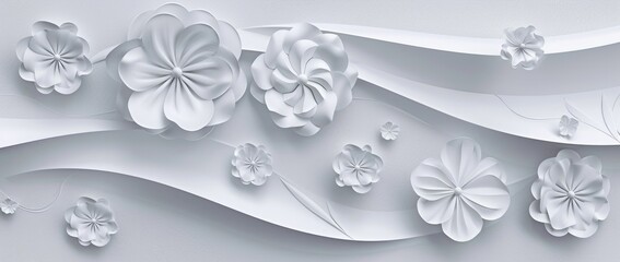 The Japanese pattern has a circle shape. A geometric pattern with peonies in a vintage style. The illustration is abstract.