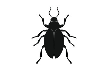 Black silhouette of a beetle on a white background