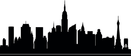 New York Skyline Silhouette Famous Places