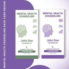 Modern Mental Health Counseling Rack Card Design &ndash; Purple & Green Theme