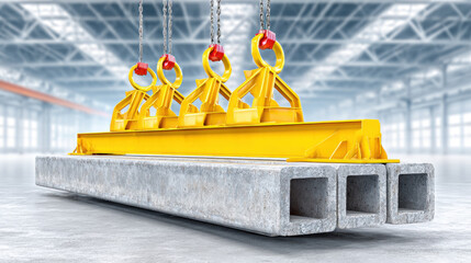 Cranes lifting heavy steel beams in a construction site showcasing industrial work and engineering.