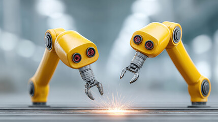 Robotic arms efficiently handling steel sheets in a modern industrial setting.