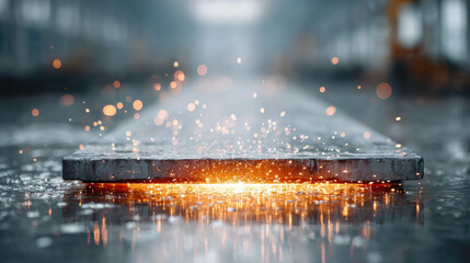 Steel plates cut with plasma in a factory setting, showcasing industrial processes and machinery.