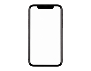 Smartphone with blank screen, front view, floating appearance