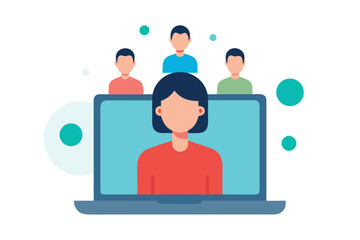 Diverse team collaborating remotely through video conference on a laptop