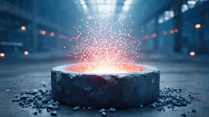 Recycling steel scrap in a furnace for industrial processes and sustainable practices.