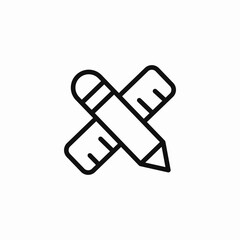 pencil ruler crossed icon sign vector