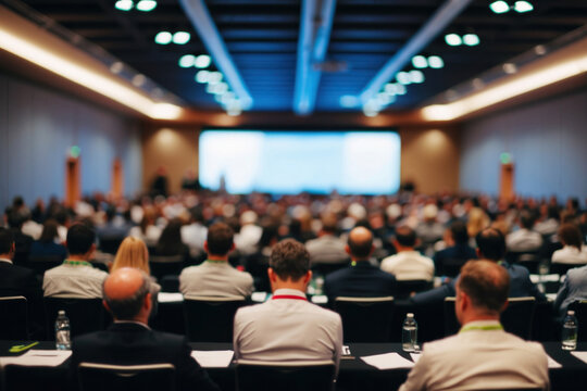 Blurred conference room. Defocused lecture, presentation. Abstract.