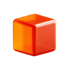 Fototapeta premium Glossy Orange Cube Icon isolated on a transparent background plastic
